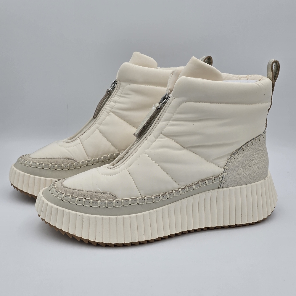 NWOT Dolce Vita Devlin Platform Zip-Up Sneakers, Ivory Nylon, Women's 8.5 - Picture 4 of 14